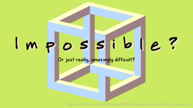 I m p o s s i b l e ?
Or just really, amazingly difficult?
https://commons.wikimedia.org/wiki/File:Impossible_cube_illusion_angle.svg

