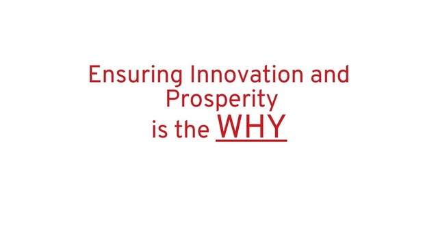 Ensuring Innovation and
Prosperity
is the WHY
