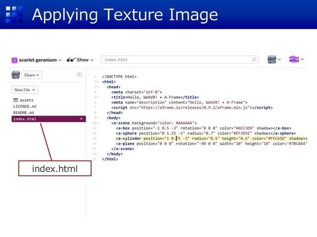 Applying Texture Image
index.html
