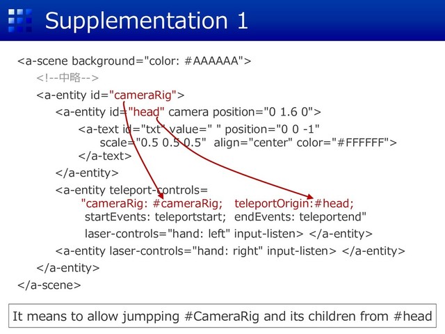 Supplementation 1







 
 


It means to allow jumpping #CameraRig and its children from #head

