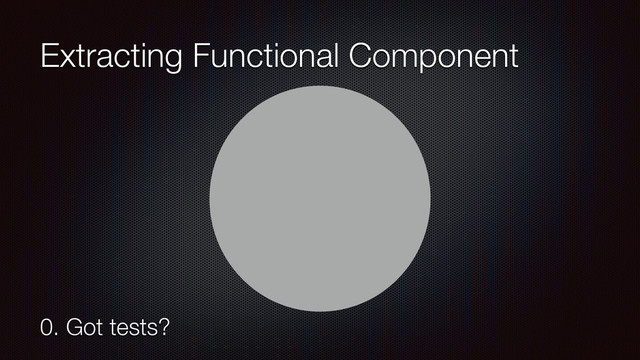 Extracting Functional Component
0. Got tests?
