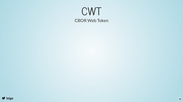 CWT
loige
CBOR Web Token
36
