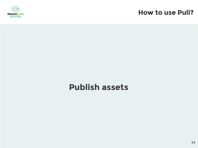 Publish assets
How to use Puli?

