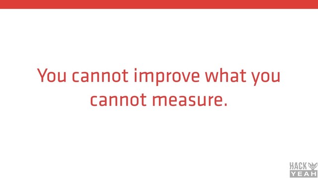 You cannot improve what you
cannot measure.
