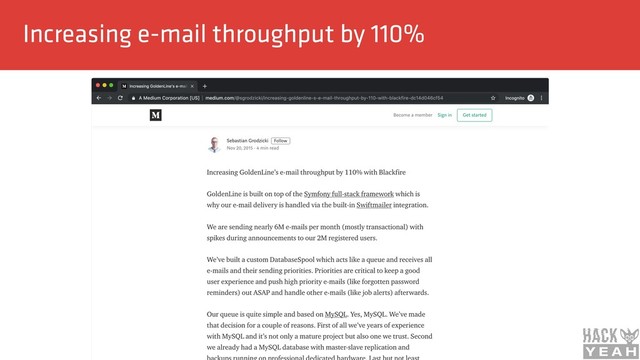 Increasing e-mail throughput by 110%
