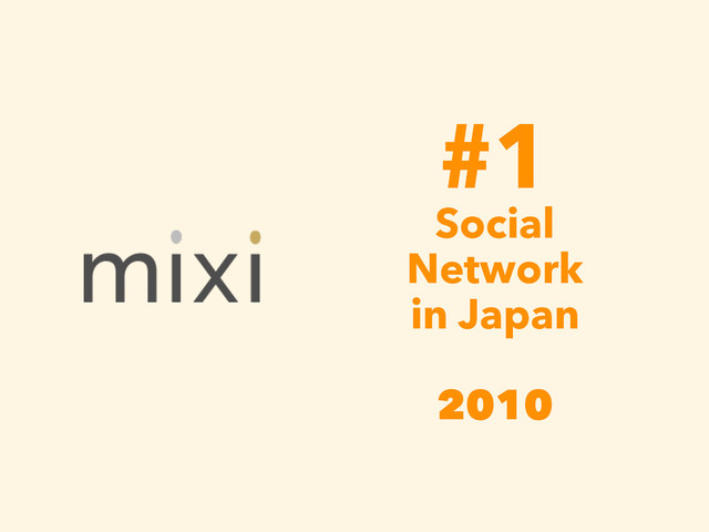 #1 
Social
Network 
in Japan
2010
