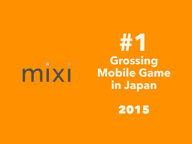 #1 
Grossing
Mobile Game 
in Japan
2015
