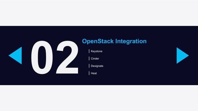 02 OpenStack Integration
Keystone
Cinder
Designate
Heat
