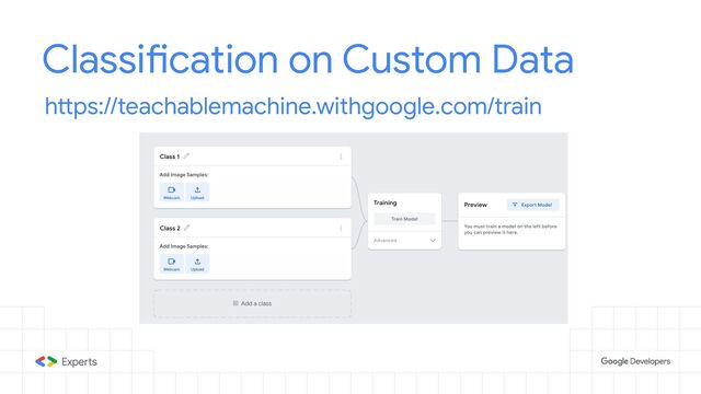 Classification on Custom Data
https://teachablemachine.withgoogle.com/train
