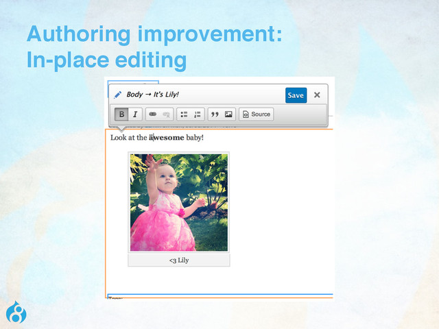 Authoring improvement:  
In-place editing
