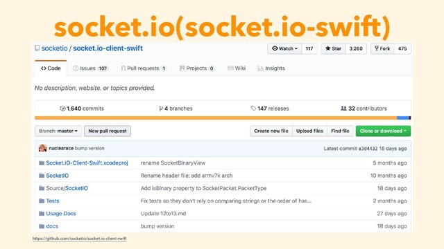 socket.io(socket.io-swift)
https://github.com/socketio/socket.io-client-swift
