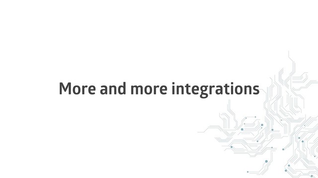 More and more integrations
