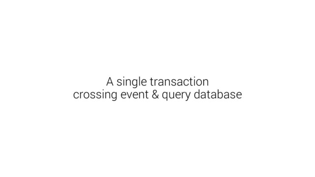 A single transaction
crossing event & query database
