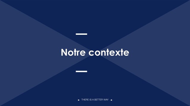 THERE IS A BETTER WAY
Notre contexte
2
