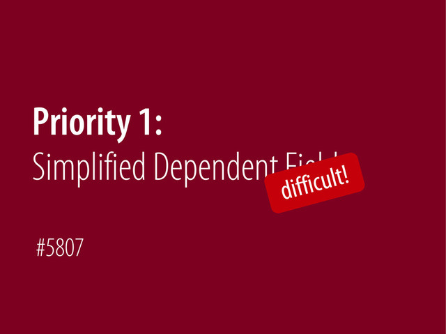 Bernhard Schussek @webmozart 72/89
Priority 1:
Simplified Dependent Fields
difficult!
#5807
