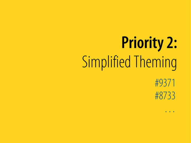 Bernhard Schussek @webmozart 73/89
Priority 2:
Simplified Theming
#9371
#8733
…
