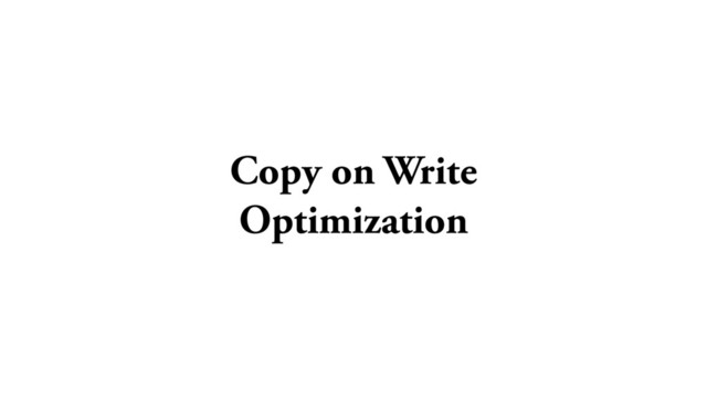 Copy on Write
Optimization
