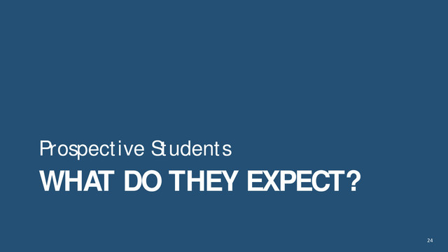 24
WHAT DO THEY EXPECT?
Prospective Students
