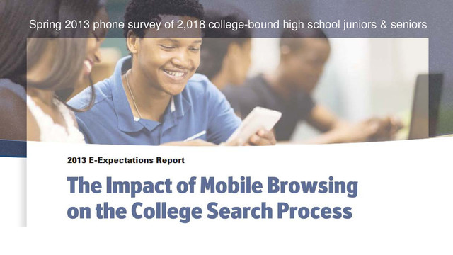 Spring 2013 phone survey of 2,018 college-bound high school juniors & seniors
