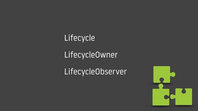 Lifecycle
LifecycleOwner
LifecycleObserver
