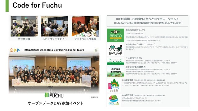 Code for Fuchu
オープンデータDAY参加イベント
