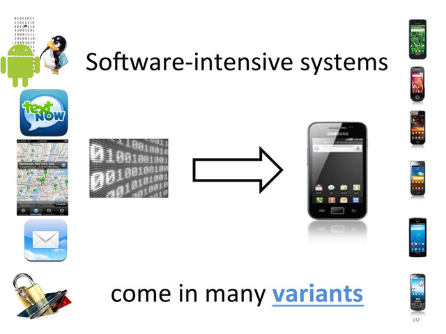 10	  
So6ware-­‐intensive	  systems	  
come	  in	  many	  variants	  	  
