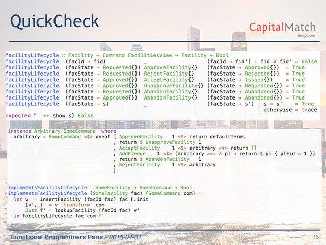 Functional Programmers Paris - 2015-04-01
QuickCheck
15
