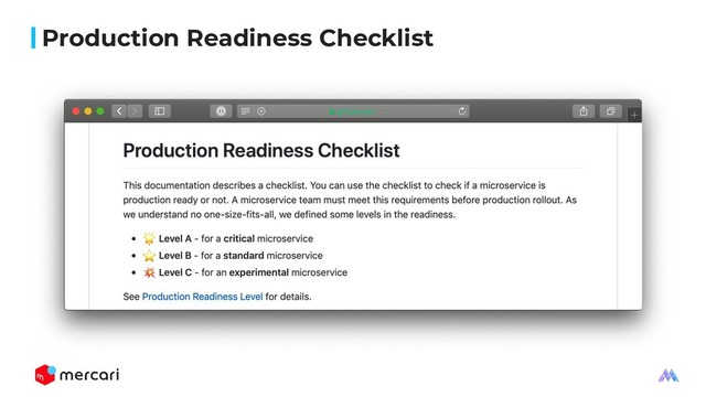 Production Readiness Checklist
