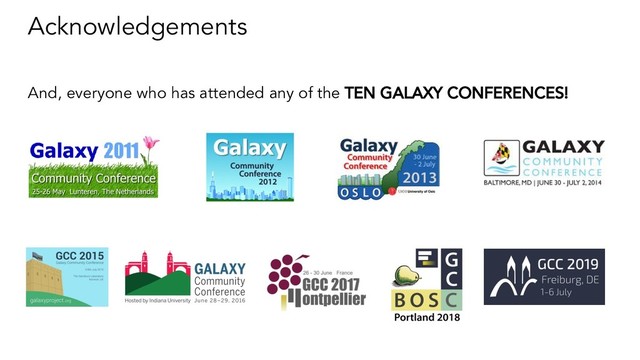 Acknowledgements
And, everyone who has attended any of the TEN GALAXY CONFERENCES!
