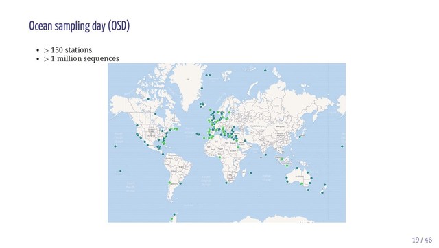 Ocean sampling day (OSD)
150 stations
1 million sequences
>
>
19 / 46
