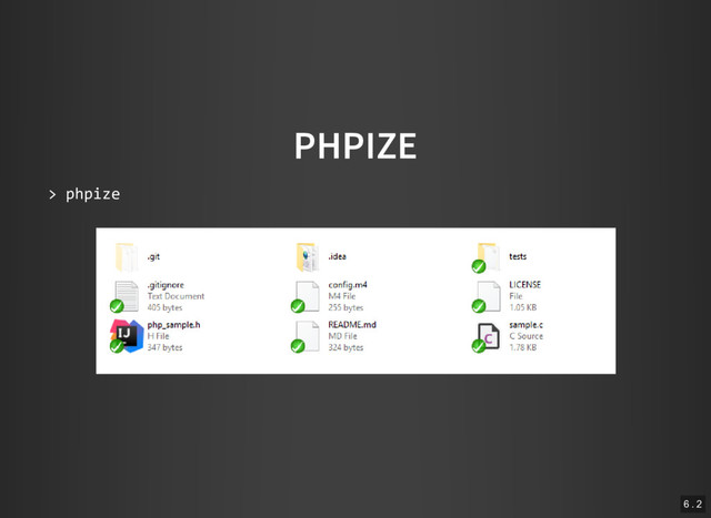 PHPIZE
> phpize
6 . 2
