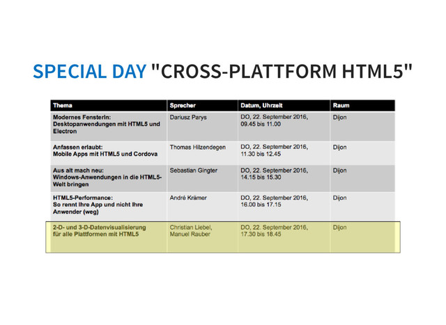 SPECIAL DAY "CROSS-PLATTFORM HTML5"
