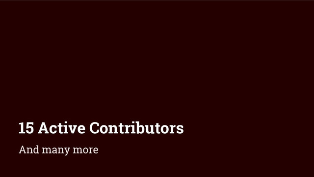 15 Active Contributors
And many more
