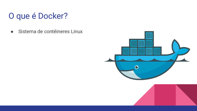 O que é Docker?
● Sistema de contêineres Linux

