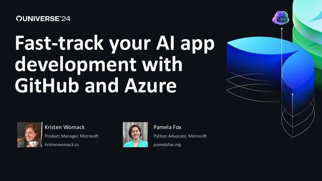 Thumbnail image for talk titled Fast-track your AI app development with GitHub and Azure