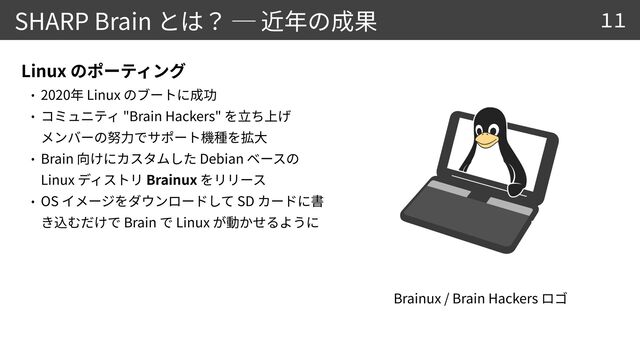 SHARP Brain
Linux


2020 Linux


"Brain Hackers"
 


Brain Debian
Linux Brainux


OS SD
Brain Linux
11
Brainux / Brain Hackers
