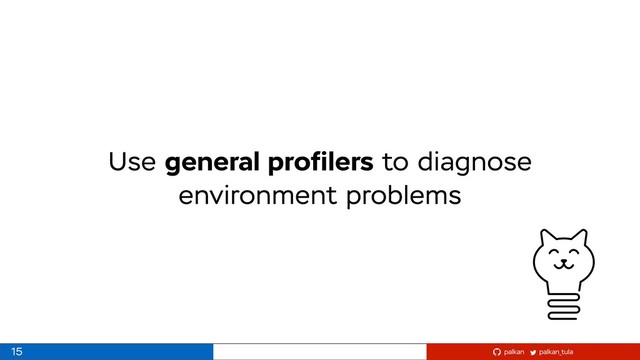 palkan_tula
palkan
Use general proﬁlers to diagnose
environment problems
15
