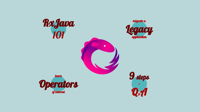 migrate a
Legacy
application
learn
Operators
of interest
9 steps
+
Q&
A
RxJava
101
