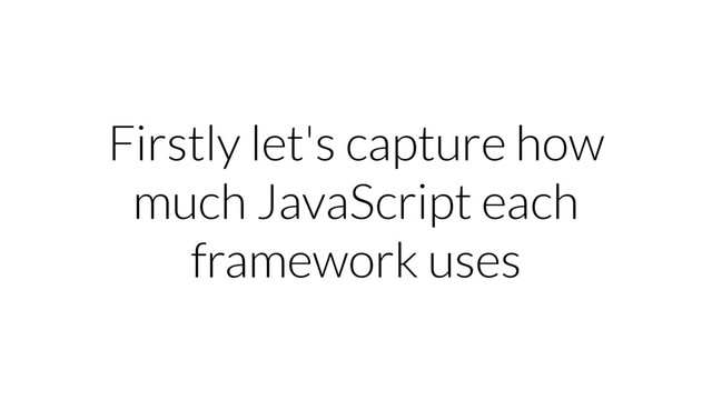 Firstly let's capture how
much JavaScript each
framework uses

