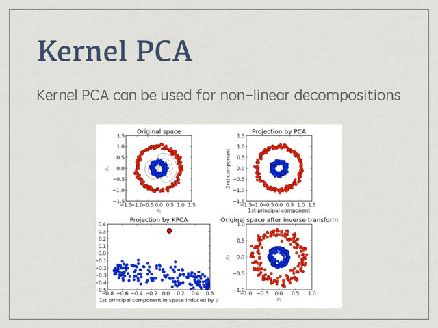 Kernel PCA
Kernel PCA can be used for non-linear decompositions
