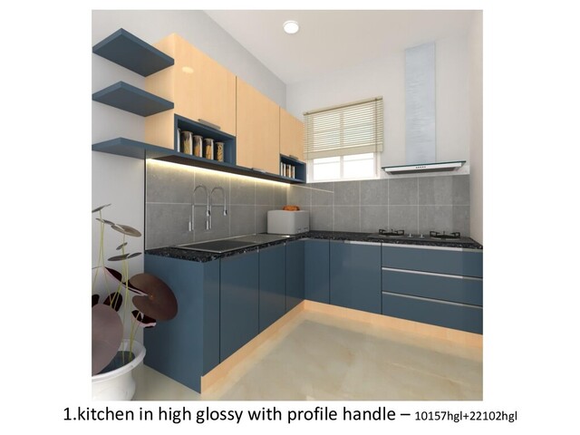 1.kitchen in high glossy with profile handle – 10157hgl+22102hgl
