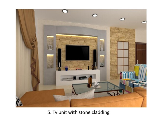 5. Tv unit with stone cladding

