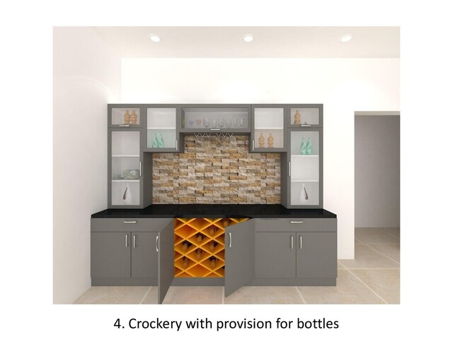 4. Crockery with provision for bottles
