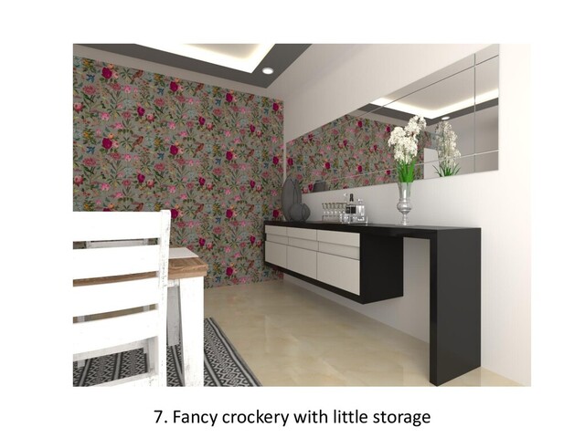 7. Fancy crockery with little storage
