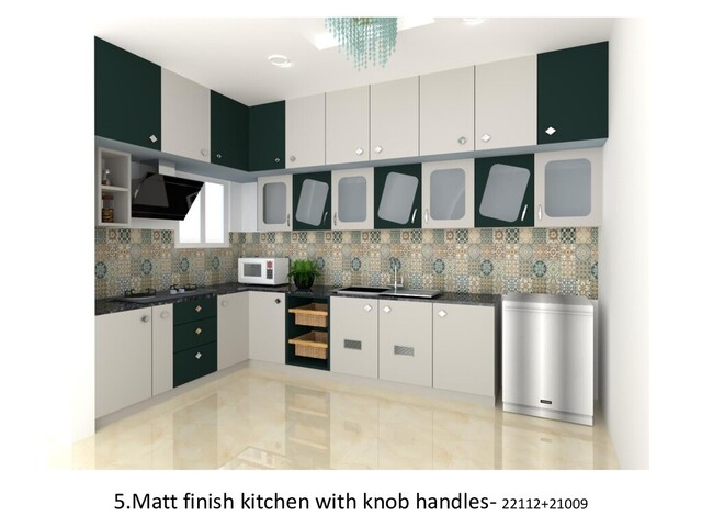 5.Matt finish kitchen with knob handles- 22112+21009
