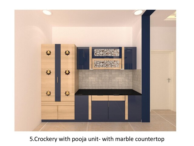 5.Crockery with pooja unit- with marble countertop
