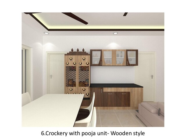 6.Crockery with pooja unit- Wooden style
