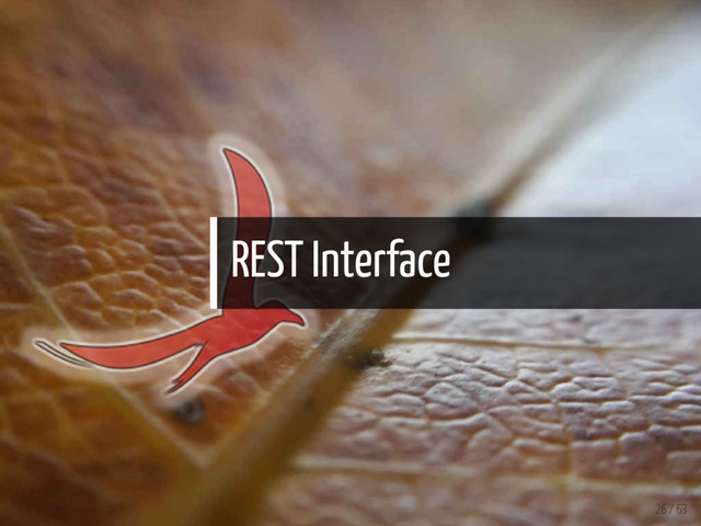 REST Interface
26 / 63
