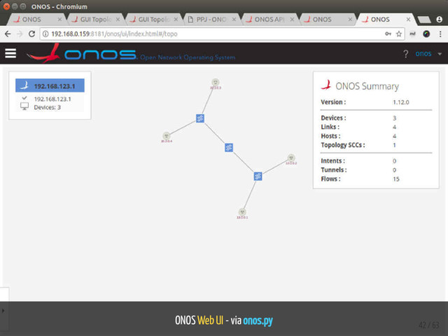 ONOS Web UI - via onos.py
42 / 63

