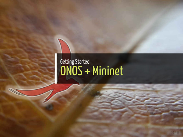Getting Started
ONOS + Mininet
10 / 63

